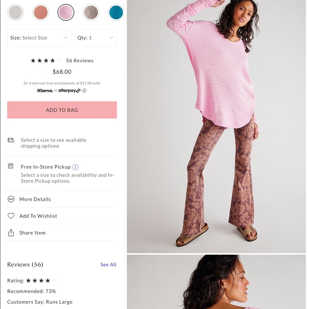 FP COLBY LONG SLEEVE TOP in SEAGLASS ONLY